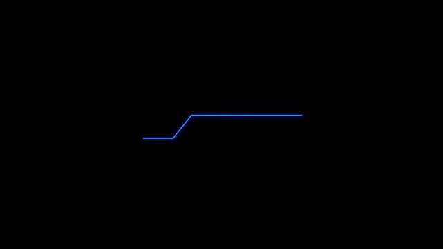 Glowing blue neon HUD lower third banner isolated on a black background. Modern futuristic cyber tech overlay element for digital title displays.