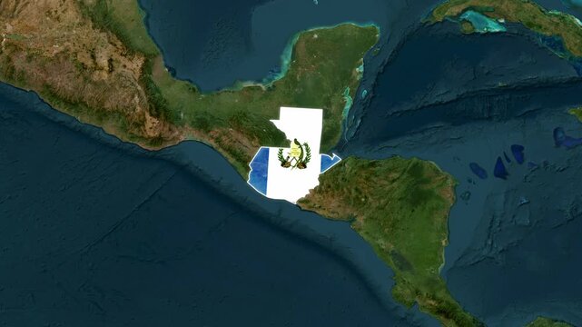 Guatemala Country Map and National Flag Satellite Earth Zoom Animation