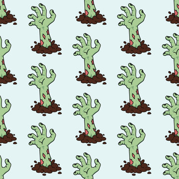 Halloween Zombie Hands Seamless Pattern