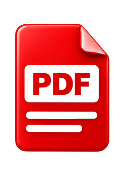 3D Glossy Red PDF File Document Icon