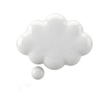3D White Thought Bubble Cloud Icon