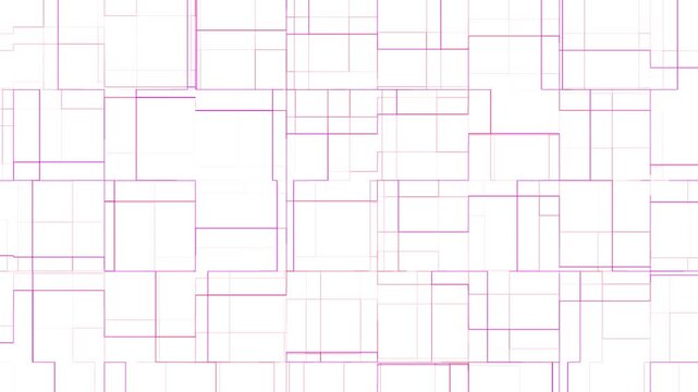 Geometric maze pattern on a White background. Abstract digital grid system with lines and rectangles. Technology networking and connectivity concept.4k