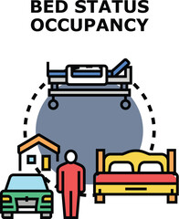 Fototapeta premium Bed status occupancy concept showing a hospital bed alongside a person, house, car, and home bed, visualizing different states of patient care and daily life