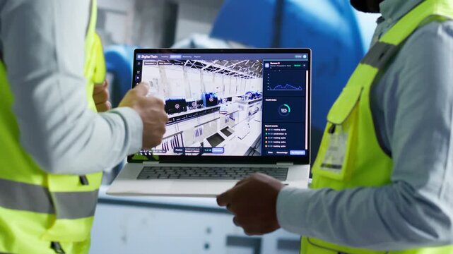 Engineer Monitors 3D Simulation
