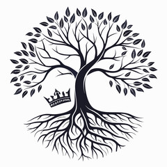 Fototapeta premium Sturdy tree of life with sprawling roots and a crown above