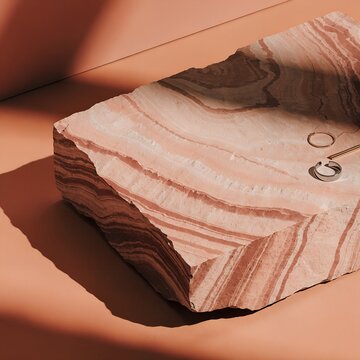 Geometric red canyon sandstone block minimalist trendy mockup background