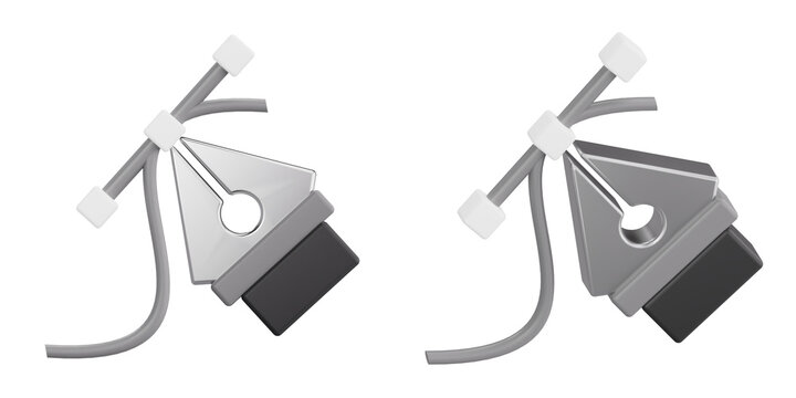 Pen tool nib creating bezier curves and anchor points for graphic design