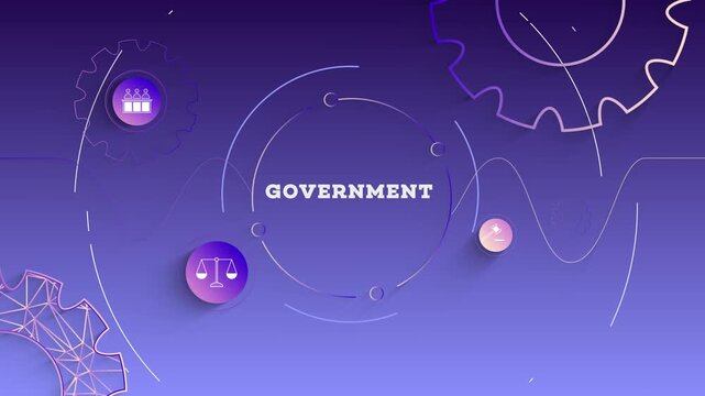 Infographic Government Typography with Business Icons, Tech Elements Abstract Background
