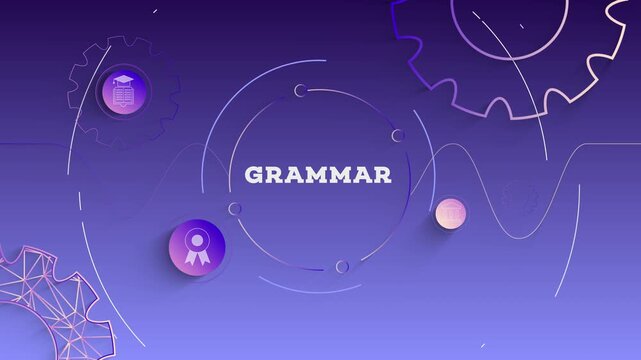 Infographic Grammar Typography with Business Icons, Tech Elements Abstract Background