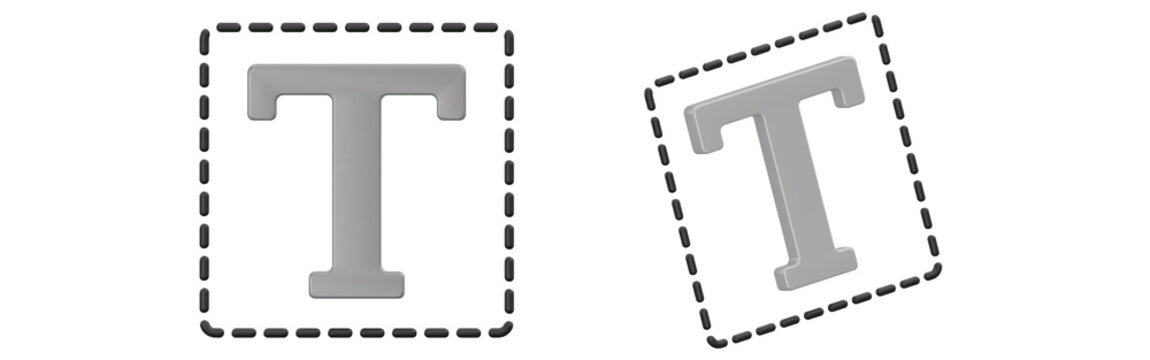 Typography and Text Editing Tools Set Showing Normal and Rotated Text Transformation