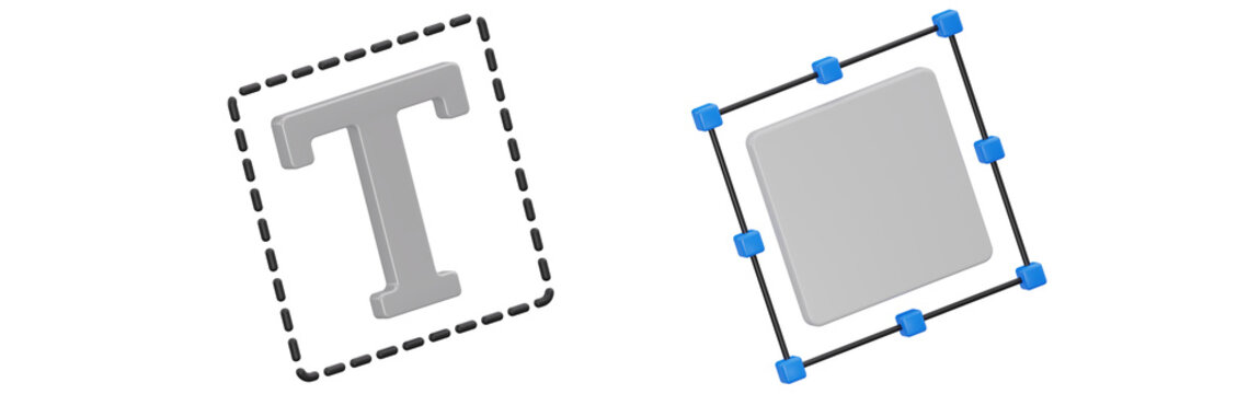 Typography and Text Editing Tools Set Showing Normal and Rotated Text Transformation