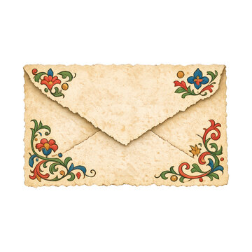 PNG Vintage floral ornate envelope design.