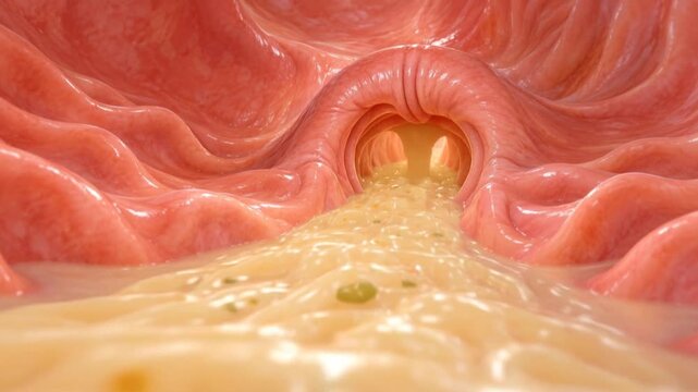 Digestive fluid passing through the pyloric opening