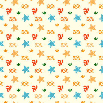 Colorful Nautical Abstract Seamless Pattern for Home Decor, Surface Design and Textile Print
