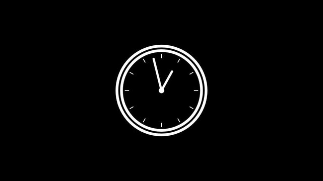 White clock hands spinning rapidly on a black dial in a seamless timelapse loop