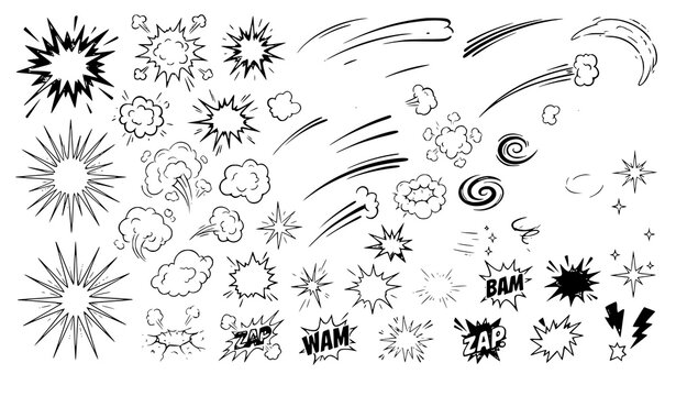 SEO Title: Hand Drawn Comic Speed Effects and Action Burst Vector Set