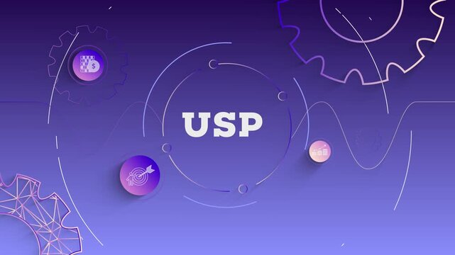Infographic USP Typography with Business Icons, Tech Elements Abstract Background