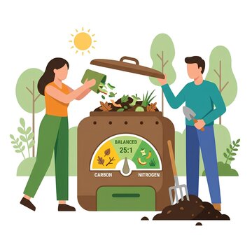 Organic Compost Bin with Carbon-Nitrogen Ratio Indicator for Balanced Waste Decomposition