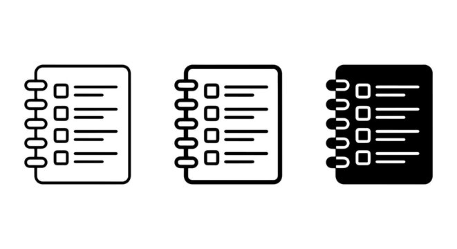 Checklist Icons, To-Do List Symbols, Task Management Vector Graphics, Simple Outline and Solid Styles