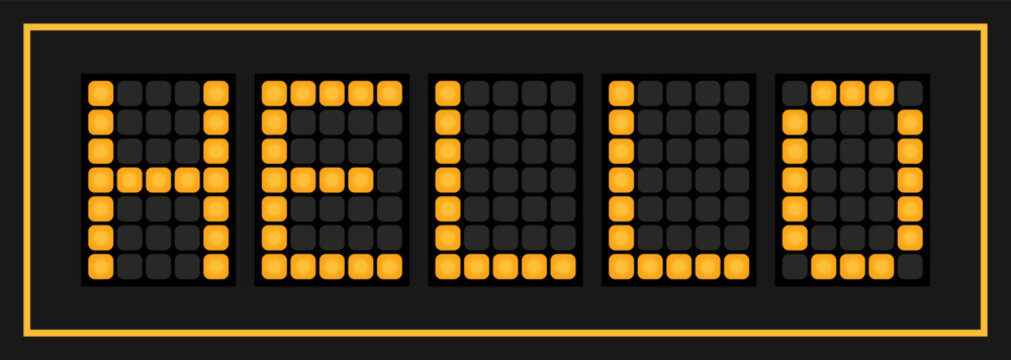 Orange color led banner in word hello on black background