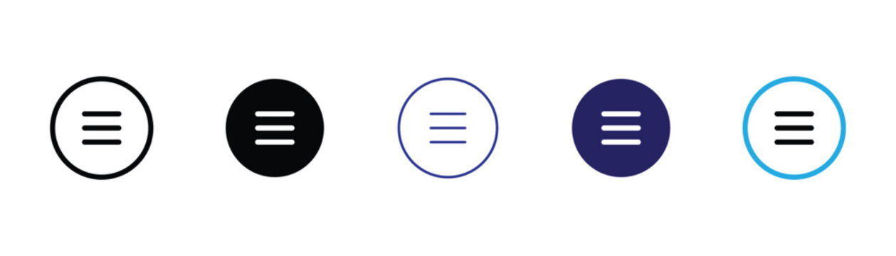Menu button icon. Hamburger navigation and interface symbol. Simple pictogram for website menus, mobile apps, navigation panels, sidebars, settings, options, dashboards and digital interfaces.