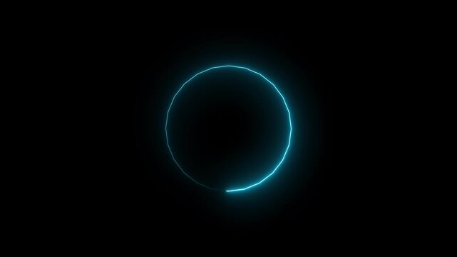 Glowing neon circle photo frame, pattern frame animation and seamless loop black background.4k