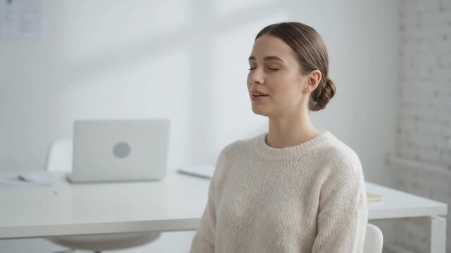 A young woman with her eyes closed, appearing to be meditating or deep in thought.