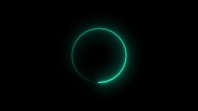 Glowing neon circle photo frame, pattern frame animation and seamless loop background.4k animation video