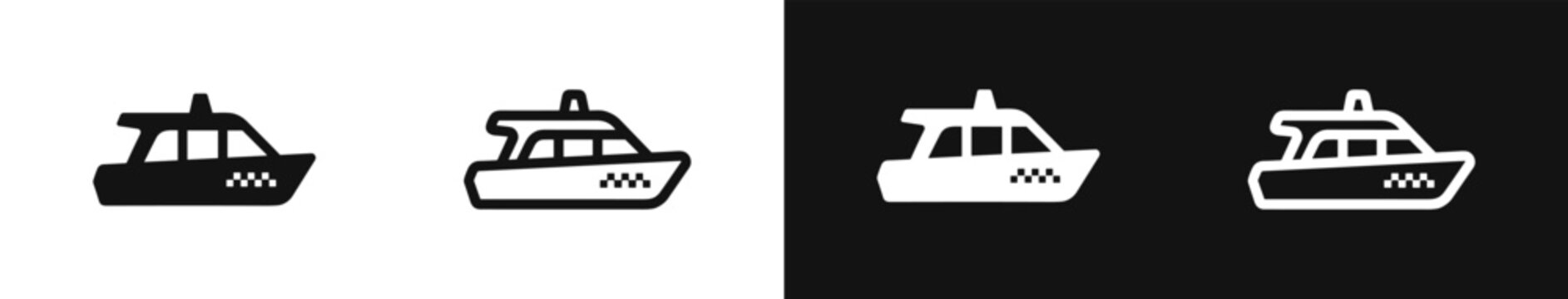 Taxi boat icon vector set, water taxi symbol, public transport vehicle