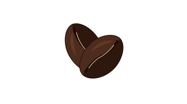Detailed visualization of two roasted coffee beans pair colombian medium fresh brew cappuccino breakfast.