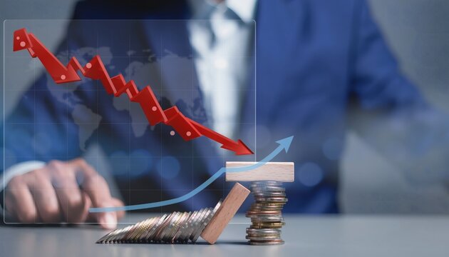 economic financial crisis with decreasing chart business concept