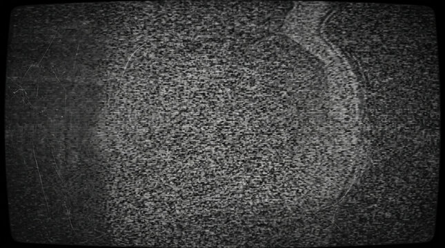 Retro Television Static Noise Screen Showing Apple Shape Outline Concept For Vintage Media And Analog Signal Interruption Background Texture