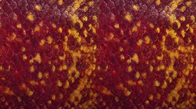 Seamless repeating Royal Gramma fish scale texture with crimson red and burgundy base