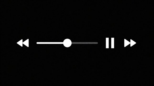 Simple music player interface with play pause buttons and progress bar. Digital audio controls for streaming or podcast playback. Clean media UI.