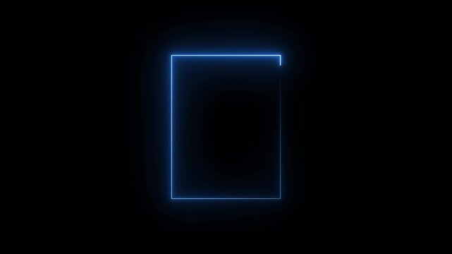 Blue color neon rectangle on black background 