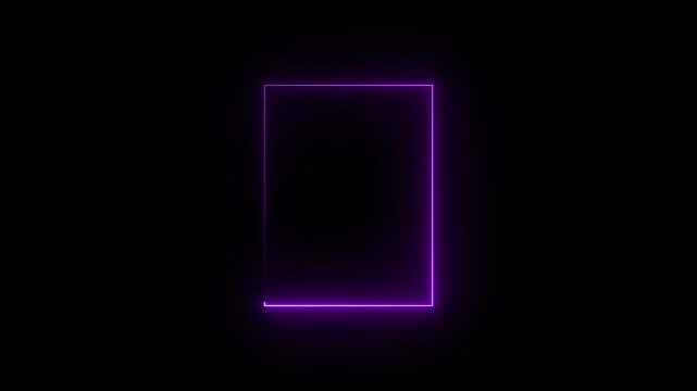 Neon rectangle photo frame on black background