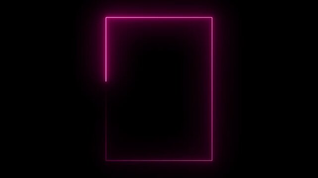 Pink color neon rectangle frame illustration. Rectangle photo frame