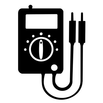 Digital Multimeter Voltmeter PNG Graphic Isolated on White Background. Electric Tester Gauge and Automotive Diagnostic Silhouette Icon