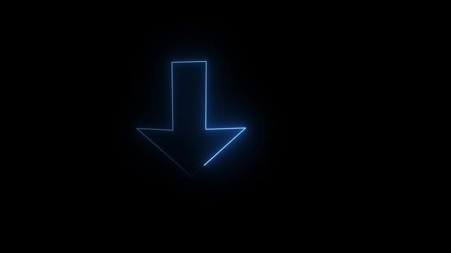  neon Abstract beautiful saber arrow loading animation, Downlod black background featuring neon glowing sine and yellow arrow pointing down arrow loading icon and uploading.all seve 