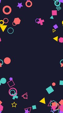 pattern geometric Colorful Geometric Shapes Scattered Randomly on Dark Background Abstract Pattern Vector Illustration