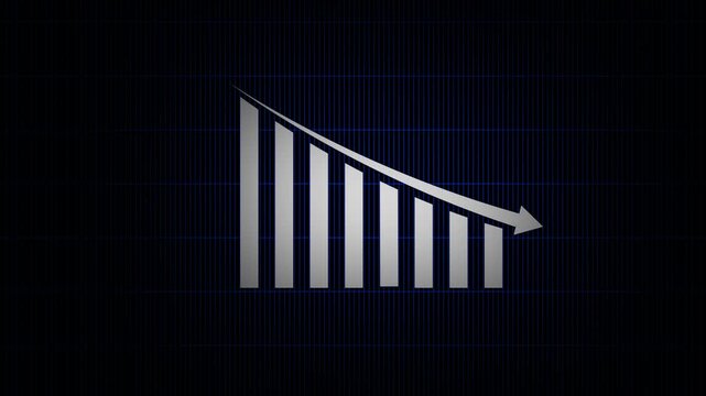 Abstract Motion Graphics of red glowing bar chart data on a dark brick wall background loop.