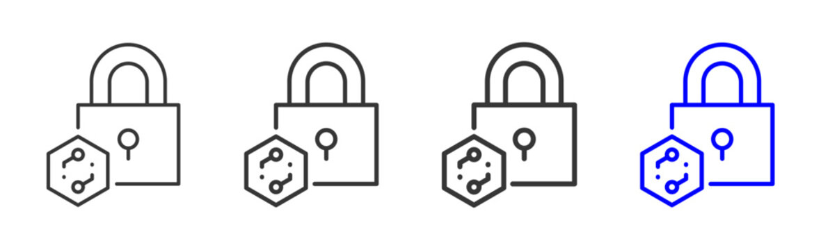 Blockchain Security Icon Collection Creative Outline Style for Cryptocurrency Blockchain Digital Assets Bitcoin Trading Finance Security Technology Vector Icon Set Pack