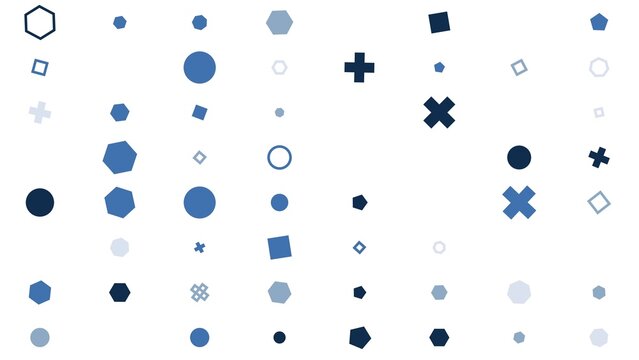 pattern grid horizontal Abstract Geometric Shapes Pattern Background Blue Tones Various Forms Hexagon Circle Square Cross Pentagon