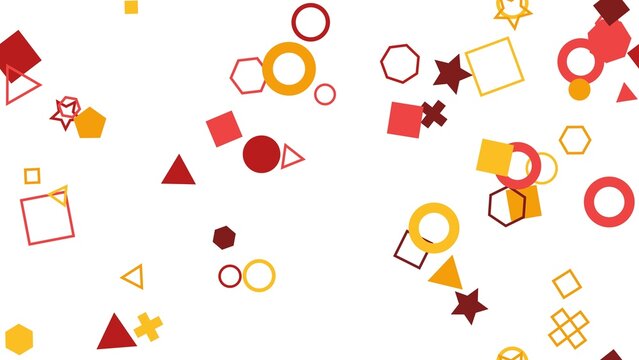 pattern geometric horizontal Colorful Geometric Shapes Scattered Randomly Abstract Background Design Elements Red Yellow Orange