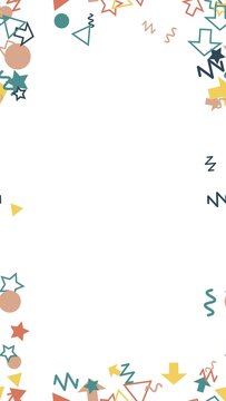 pattern confetti Colorful Geometric Shapes and Stars Scattered on a White Background Abstract Memphis Style Design Elements