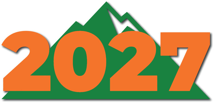 Year two thousand twenty seven with mountain silhouette background design