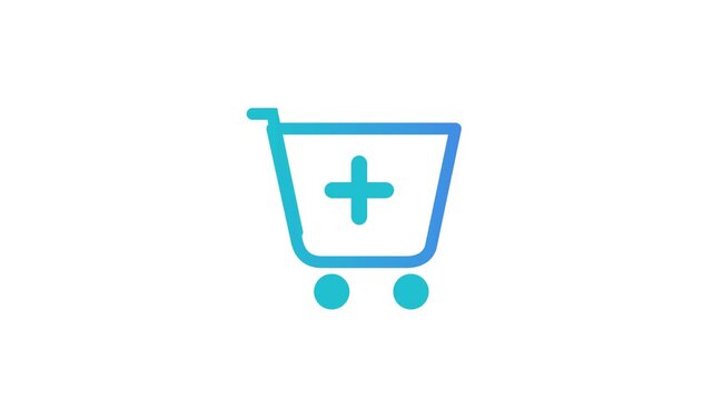 Blue shopping cart icons with plus symbol on white background
