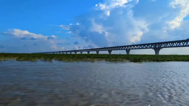 Boat Trip Under the Padma River Bridge in Bangladesh