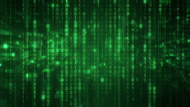 green binary code background