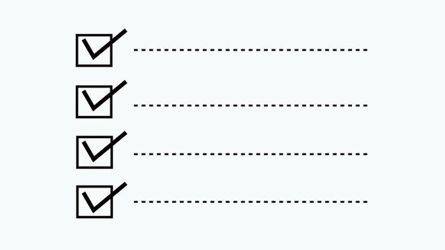 Animated Checklist with Checkboxes and Dotted Lines